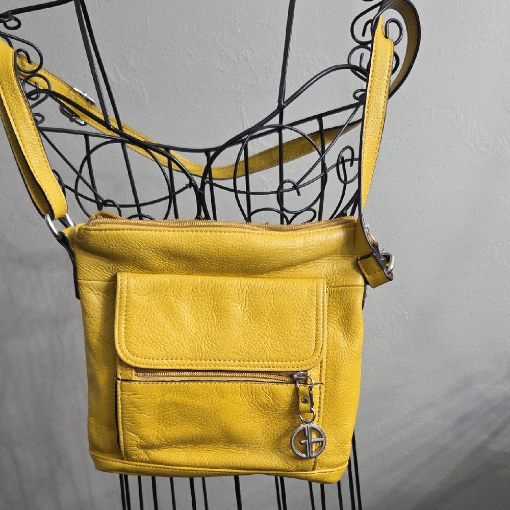 Giani Bernini Yellow Pebbled Leather Crossbody Bag